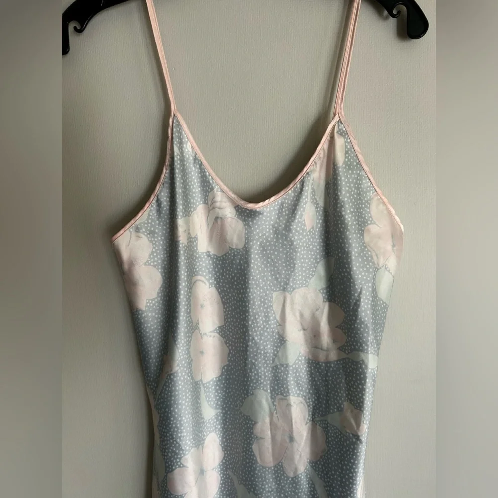 VINTAGE 90s Pastel Floral Bias Cut Ruffle Slip Dress Fairy Coquette Romantic | M